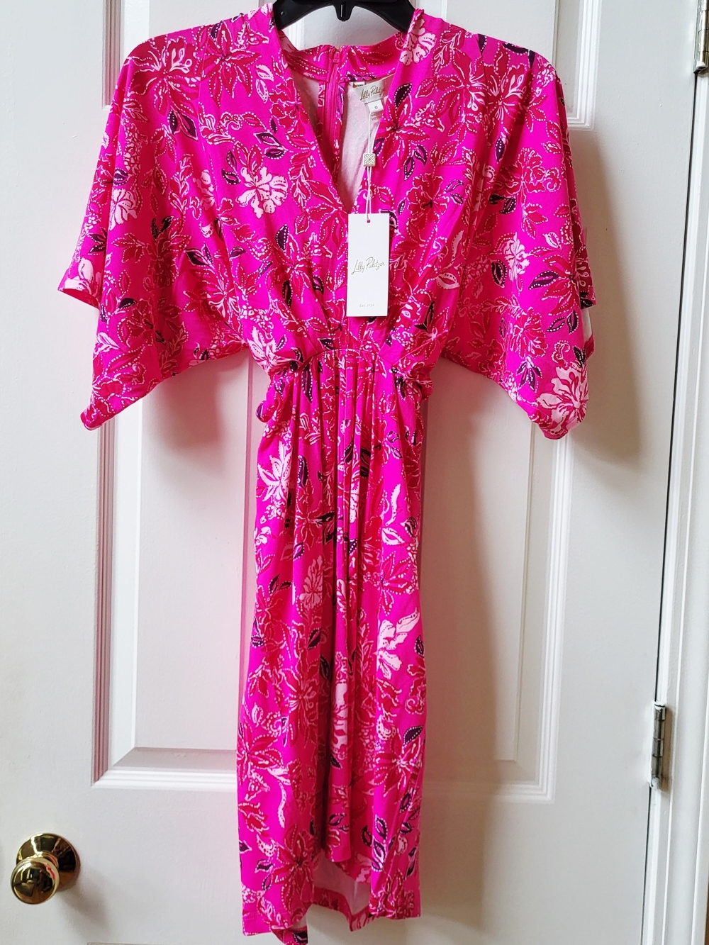 NWT Lilly Pulitzer Wisteria Elbow Sleeve Dress Passion Fruit Pink Size 0